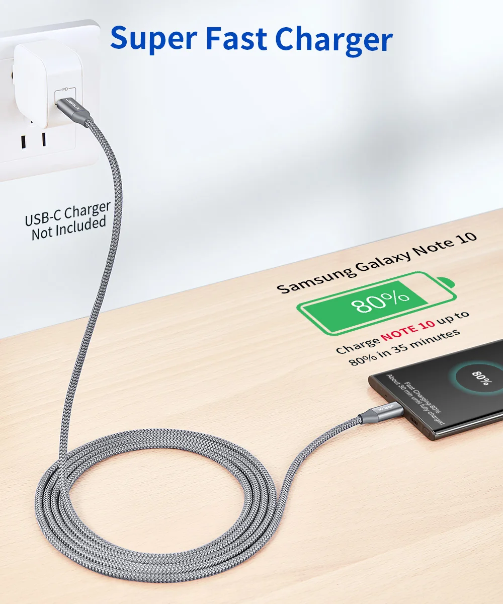 JSAUX 60 Вт USB C к Type кабель PD QC 2 0/3 0 для быстрой зарядки и передачи данных Macbook Air iPad Pro