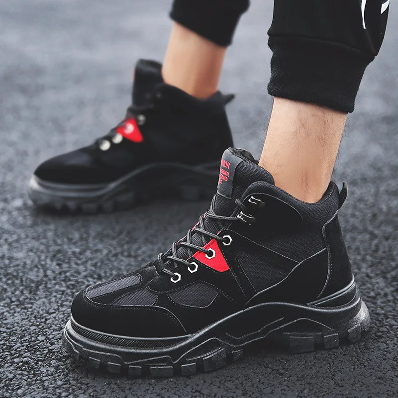 

Autumn New Style MEN'S SHOES Korean-style Men High Shoes Thick Bottomed Elevator Shoes Casual Sports Shoes Breathable Canvas Tre