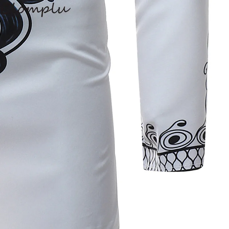 Clomplu Dashiki модная Осенняя рубашка мужская Повседневная рубашка с длинными рукавами мужская одежда в африканском стиле белая