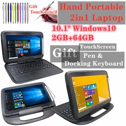 Tablette PC windows 10 pro 3E de 10.1 pouces, clavier docking avec batterie, 2 go + 64 go, Quad Core, écran 1366x768 IPS, étanche à la poussière et à l'eau 
