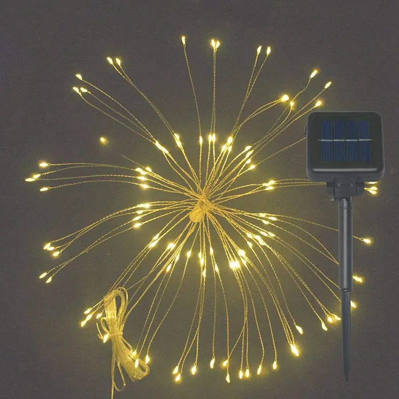 

120 LED String Light Fairy Lamp Solar Power Hanging Starburst Light Twinkle Lamp Bouquet Shape with Remote Control Party Decor
