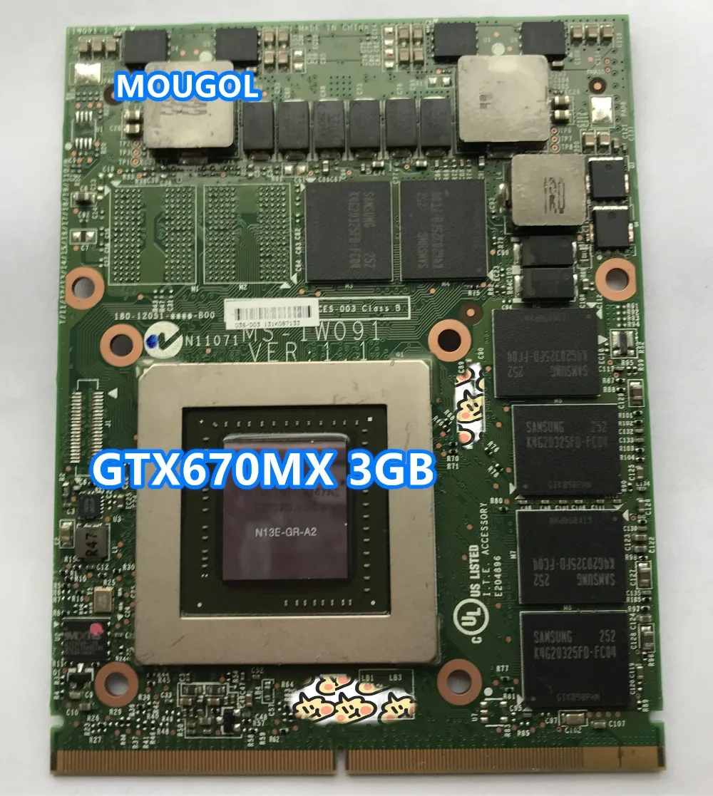 GTX670MX GTX 670MX для GT60 GT683 GT70 MS-1762 Графика видеокарта MS-1W091 GDDR5 N13E-GR-A2 выставочный картонный лист тест