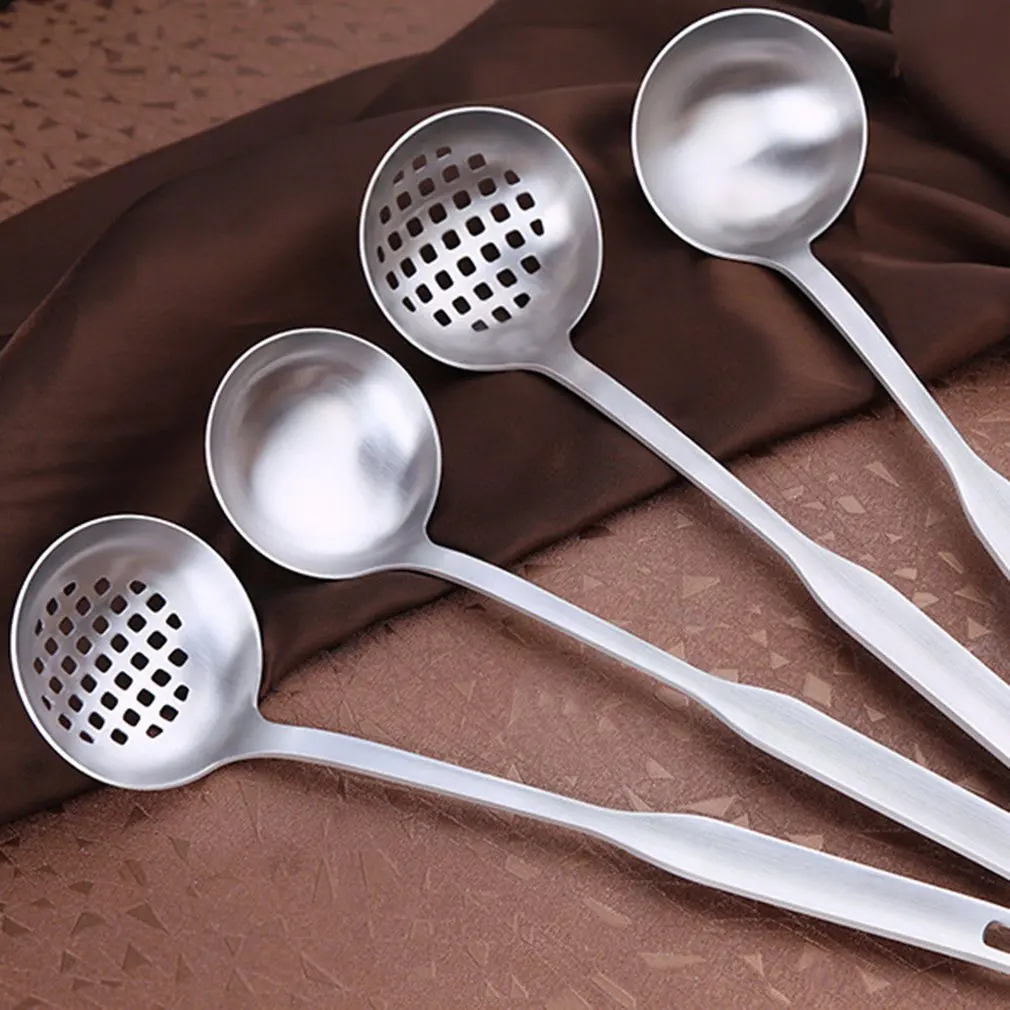 Набор дуршлагов из нержавеющей стали, кухонный утолщенный горячий горшок, суповая ложка с длинной ручкой, набор кухонной утвари, ложка, ложка