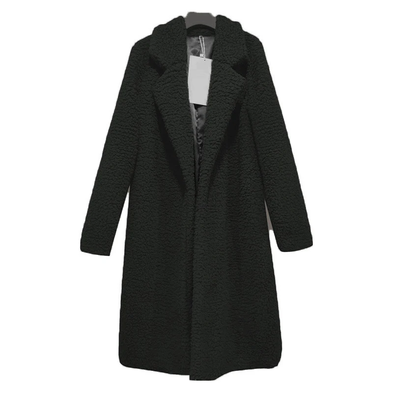 Black Belle Poque толстое теплое элегантное женское пальто из искусственного меха с длинным рукавом плюшевое пальто Shappy Повседневная Уличная одежда - Цвет: Black