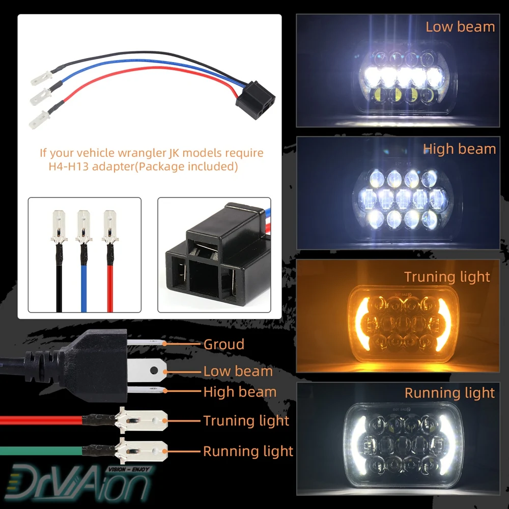 105 Вт 5 ''x 7''/7 ''x '6'' проектор светодиодные фары для Jeep Wrangler YJ Cherokee XJ H6054 H5054 H6054LL 69822 6052 6053