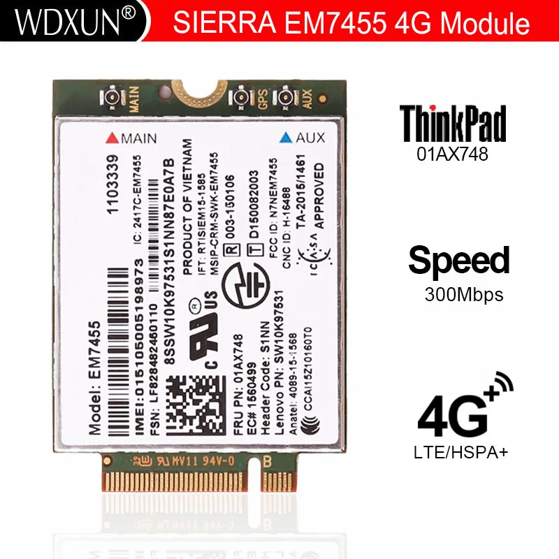 Fru Em7455 01ax748 Lte 3g 4g Tarjeta de Carbono Thinkpad x1 5th Gen X270 T470 T470s T470p T570 L570 L470 P51 P71 - Imagem 2