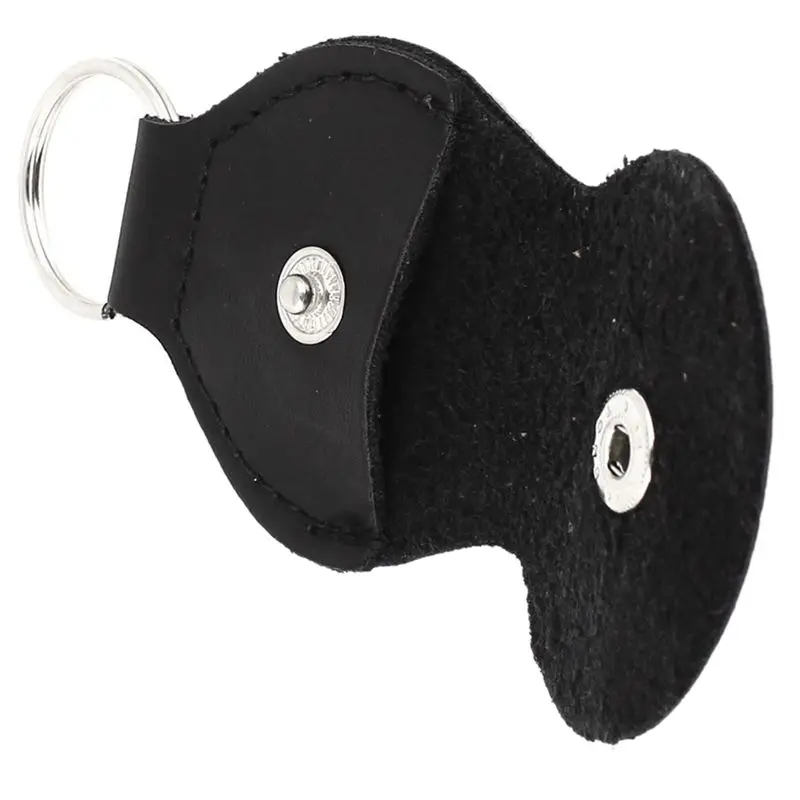 Faux Leather Hanging Guitar Guitar Pick Bag with Key Ring, Black