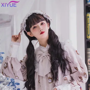 

Long Curly Wavy Wigs Wool Curl Cosplay Natural Synthetic Brown Wig With Air Bangs Heat Resistant Hair Wig Lolita Cosplay Wig