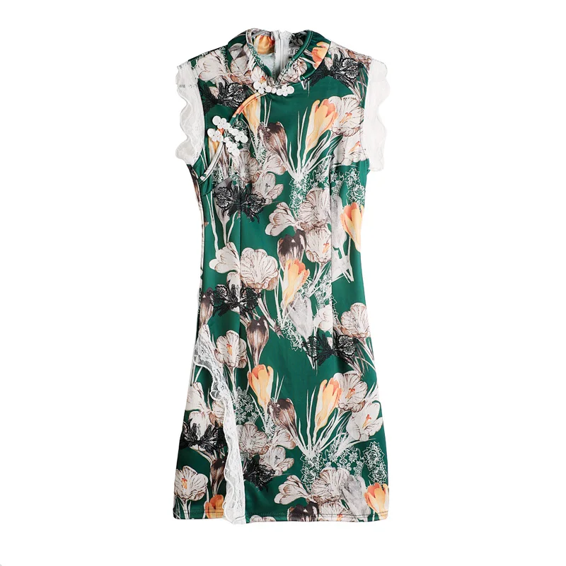 Китайское женское платье, воротник Мандарин, cheongsam, женское белье, атласное платье с разрезом, vestido, Чино, цветочное кружево, Ципао, современное