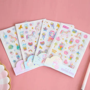 

4 Pcs/pack Kawaii Candy Unicorn Gold Foil Washi Paper Stickers DIY Scrapbooking Diary Album Stationery Label Stickers Gifts