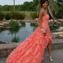 Роскошное бальное платье Бальные платья высокая-низкая юбка милое Пышное Платье длинное многослойное платье из органзы милое 16