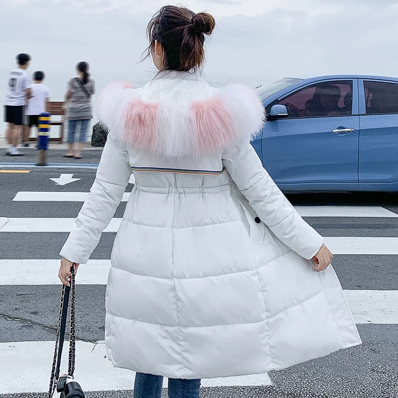 #*Cheap 2019 New Warm Thicken Winter Coat Winter Jacket Women Fur Collar Hooded Down Jacket Cotton Padded Long Snow Wear Parka Women