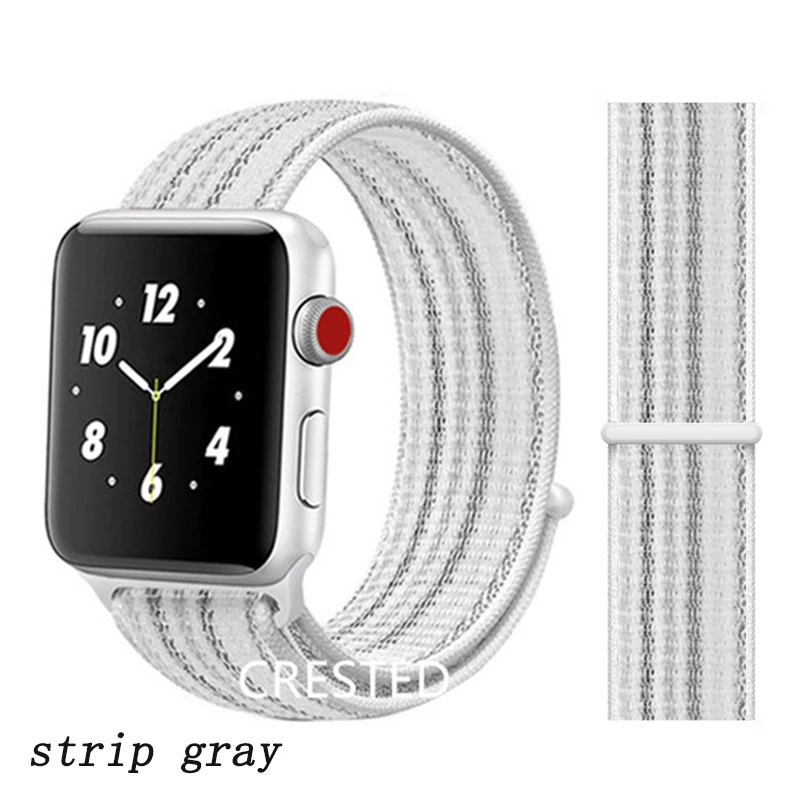 Спортивная петля ремешок apple watch band 42 мм 38 мм apple watch 4 3 band iwatch band 44 мм 40 мм correa pulseira 42 44 нейлоновый ремешок для часов - Цвет ремешка: strip gray 29