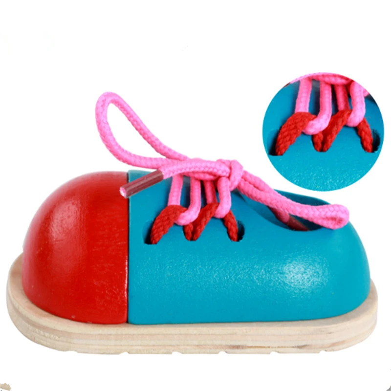 1Piece Kids DIY Eva Clock Learning Education Fashion Toddler Lacing Shoes Montessori Kids Wooden Toys Children Toys 23