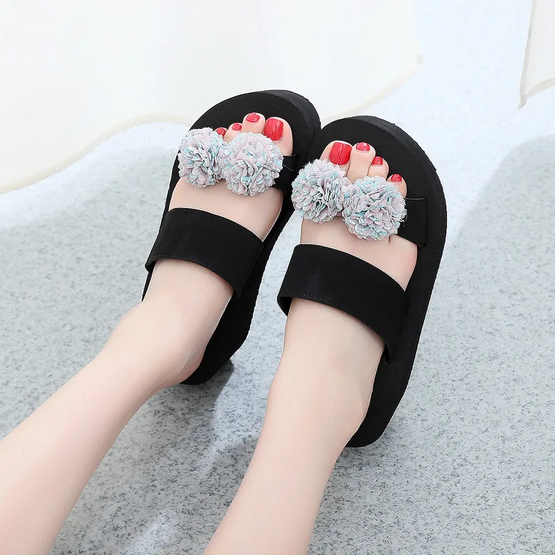

Semi-high Heeled Outer Wear Fashion Sandals Summer Seaside Anti-slip Sandals Women's Low Heel Holiday Beach Slippers Women's