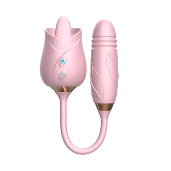 Rose Vibrator Toy Vibrating Tongue for Clitoris Thrusting Sucking Double Head Penetration Vibrators Sex Toys for Women Clitoral 5