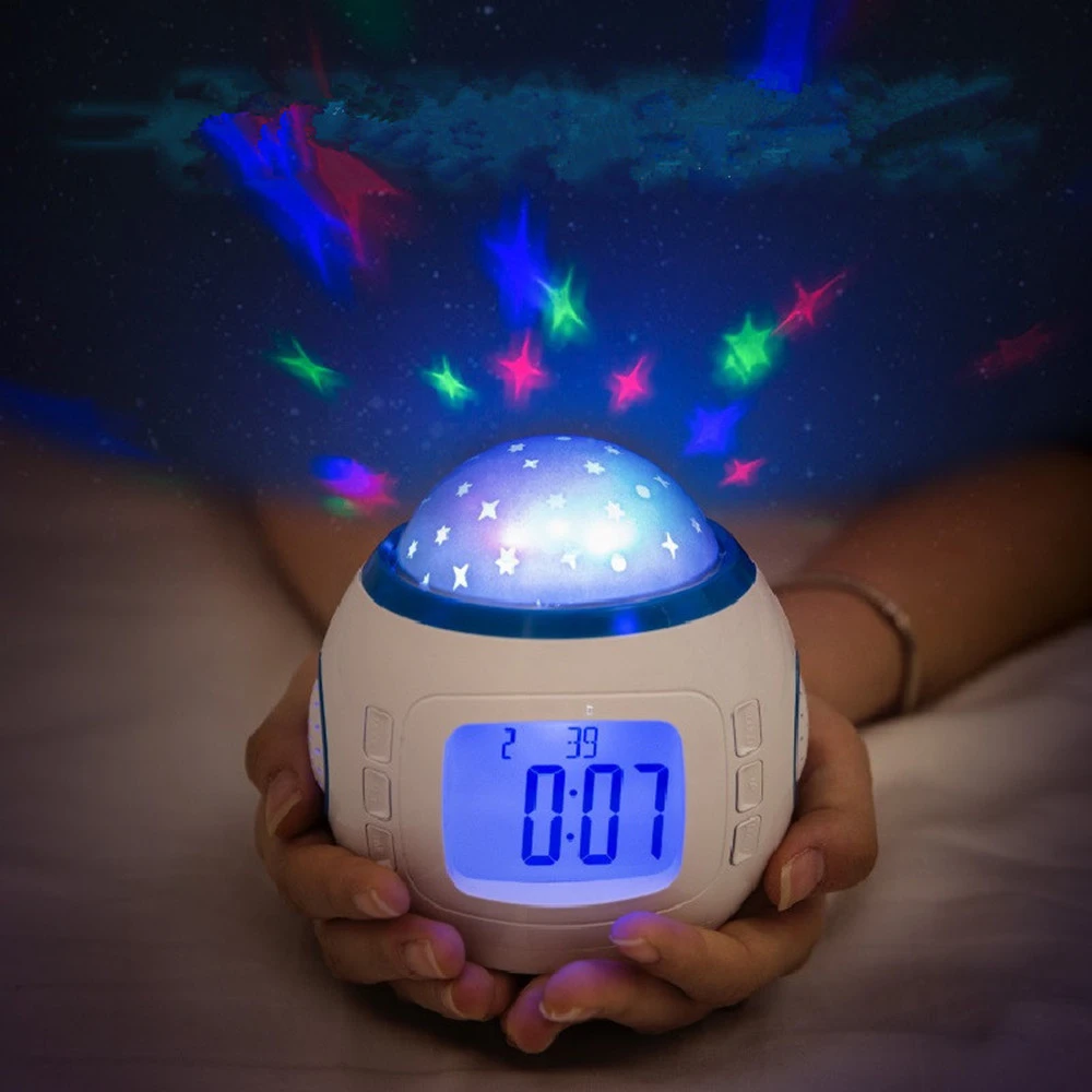 Handvest afwijzing Salie Slaapkamer Sky Star Night Light Projector Lamp Kinderen Babykamer Digitale  Muziek Wekker Multifunctionele Gloeiende Wekker|Wekkers| - AliExpress