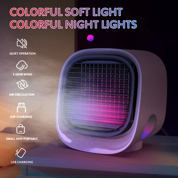

USB Desktop Air Cooler Fan with Water Tank Home Mini Portable Air Conditioner Multi-function Humidifier Purifier