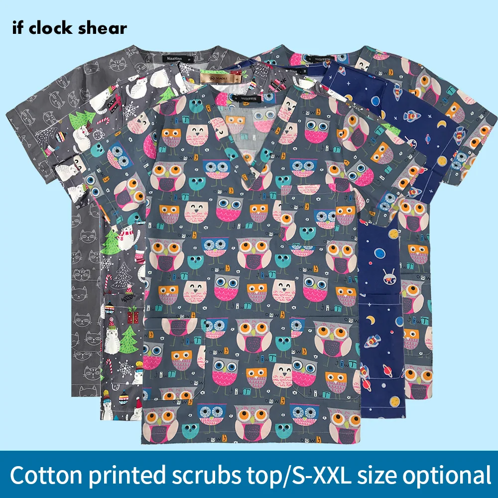 Униформа унисекс для груминга питомцев топ с мультяшным принтом одежда