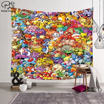 

90's classic Pokemon cartoon Blanket Tapestry 3D Printed Tapestrying Rectangular Home Decor Wall Hanging