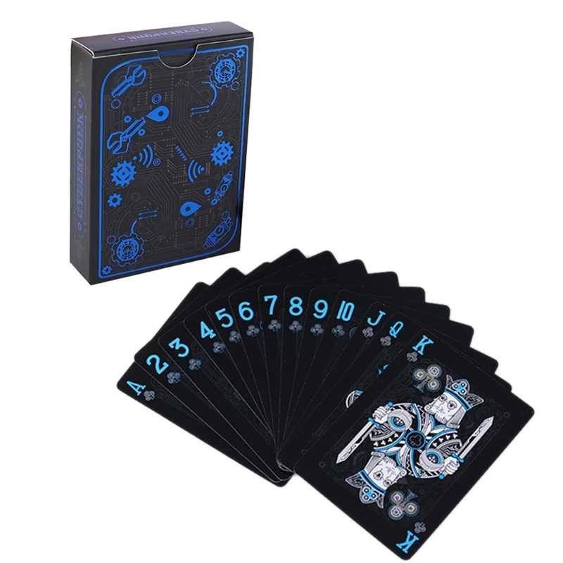 1 Pack Black Playing Poker Cards Plastic Waterproof Table Decks Card Games Deck 