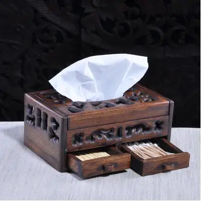 Тайская Ретро деревянная коробка для салфеток гостиная креативный Европейский лоток бумажная коробка лоток для салфеток lo922410 - Цвет: C