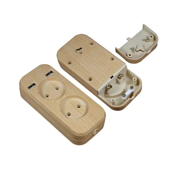 

2019 new design 2 socket European 5V 2A USB extension socket LWE-02 wood tree color