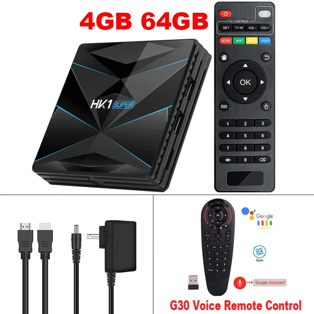 4G64G-G30 Voice RC HK1 супер ТВ приставка Android 9,0 RK3318 Четырехъядерный 4 Гб 128 ГБ телеприставка 2,4G/5G двойной WiFi USB3.0 BT4.0 4K умный медиаплеер - Цвет: 4G64G-G30 Voice RC