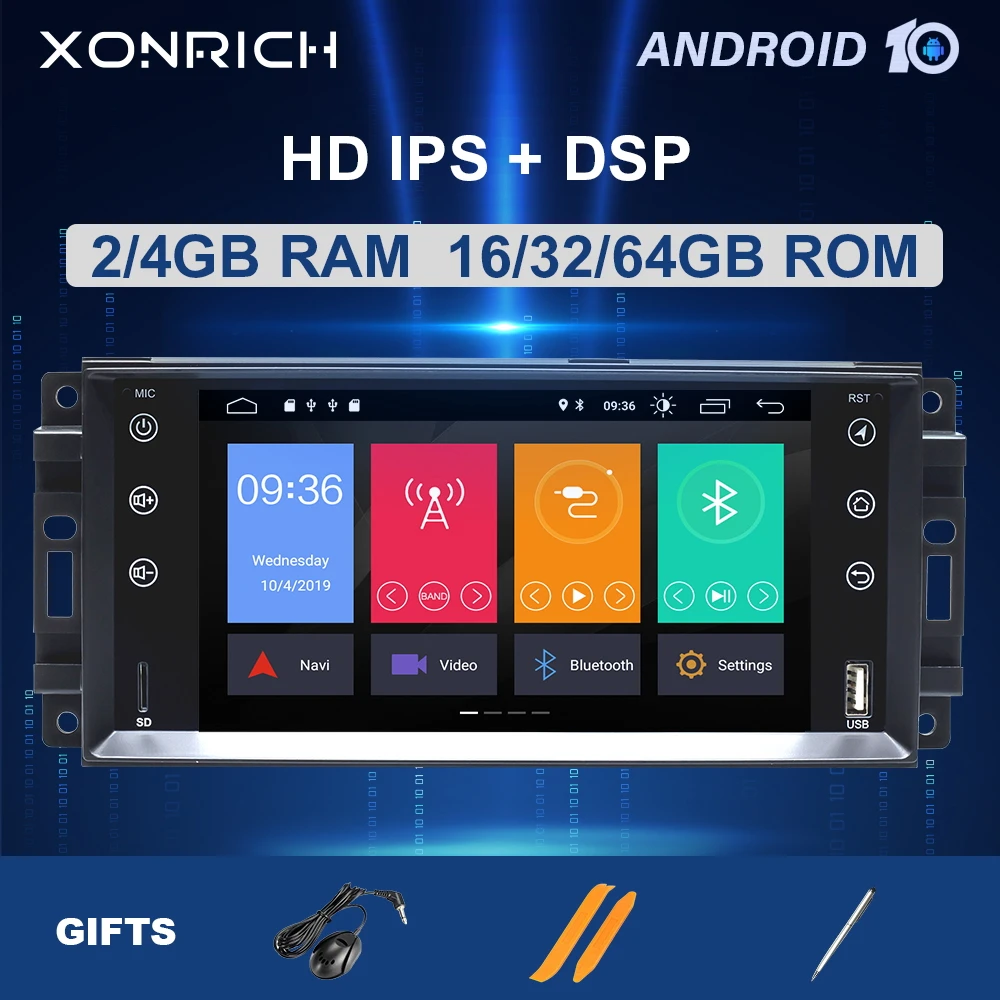 1Din Android 10 автомобильный Радио мультимедиа для Jeep Grand Cherokee Chrysler 300C Компас Патриот