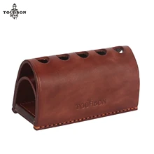 

Tourbon Premium Genuine Leather Pen Pencil Holder Organizer 5 Holders Storage for Desktop Stand Office