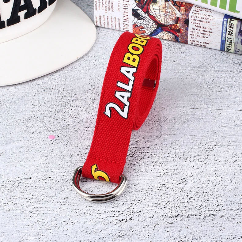 red BOBO belt Женский холщовый пояс, новинка, удлиненный, корейский, модный, женский, индивидуальный, с принтом, художественный стиль, с d-образной пряжкой, пояс, унисекс, дикие джинсы, пояс - Цвет: red BOBO belt