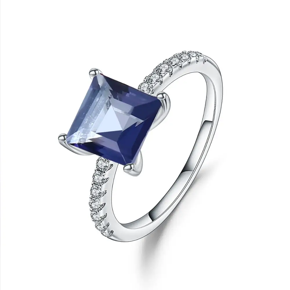 Gem's Ballet 1.09Ct натуральный иолит синий мистический кварцевый камень кольцо 925 пробы серебро принцесса обручальные кольца для женщин подарок