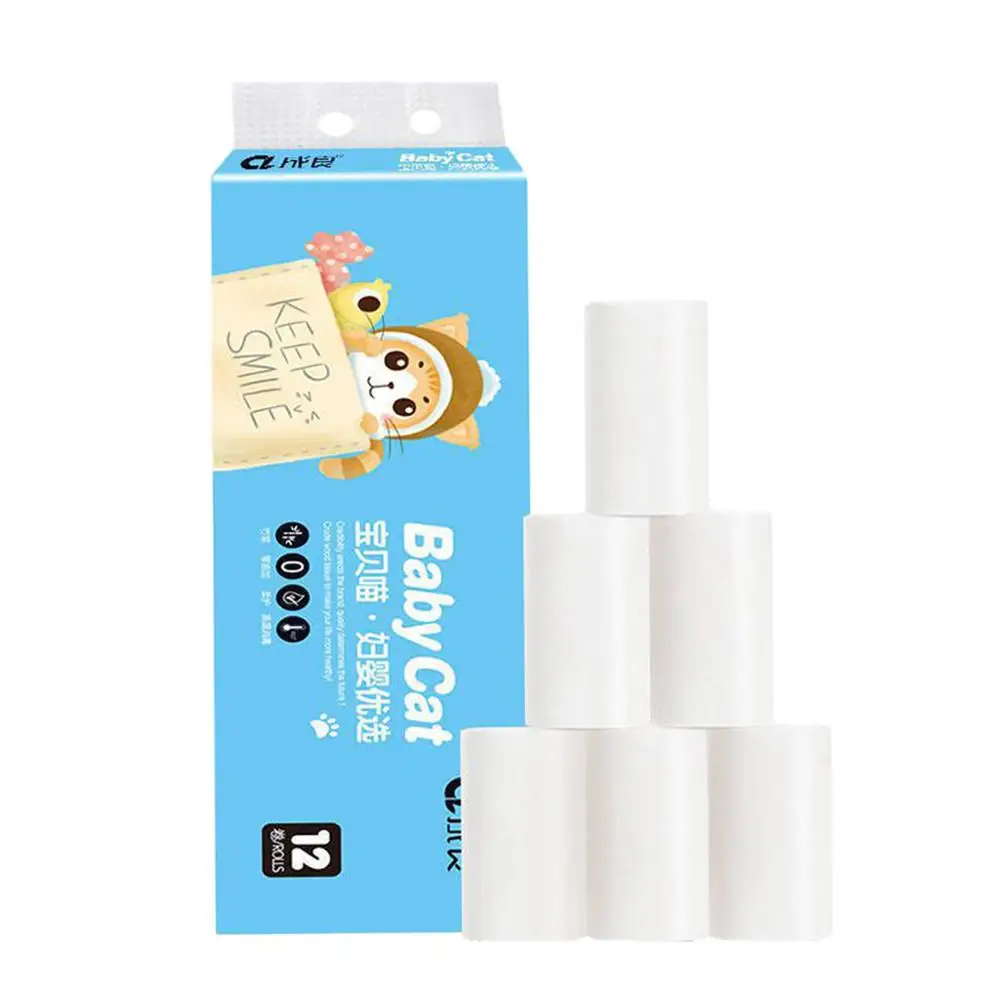

12 Roll 4 Layer Skin-friendly Toilet Tissue Home Bath Toilet Roll toilet paper Soft Toilet Paper Paper Towels Toilet Paper Bulk
