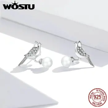

WOSTU 925 Sterling Silver Earrings Little Bird Stud Earrings for Women Retro Earrings Wedding Party Gift ewelry Brincos FIE901