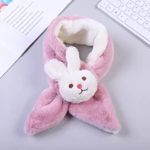 Зимний милый шарф с кроликом из мультфильма, Детские шарфы, теплый детский шарф с искусственным мехом на шее, меховой шар для девочек и мальчиков, Bufanda Bebe