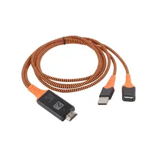 Портативный размер нейлоновый Провод Плетеный USB Женский к HDMI Мужской HDTV кабель адаптер Поддержка type-C кабель Lightning