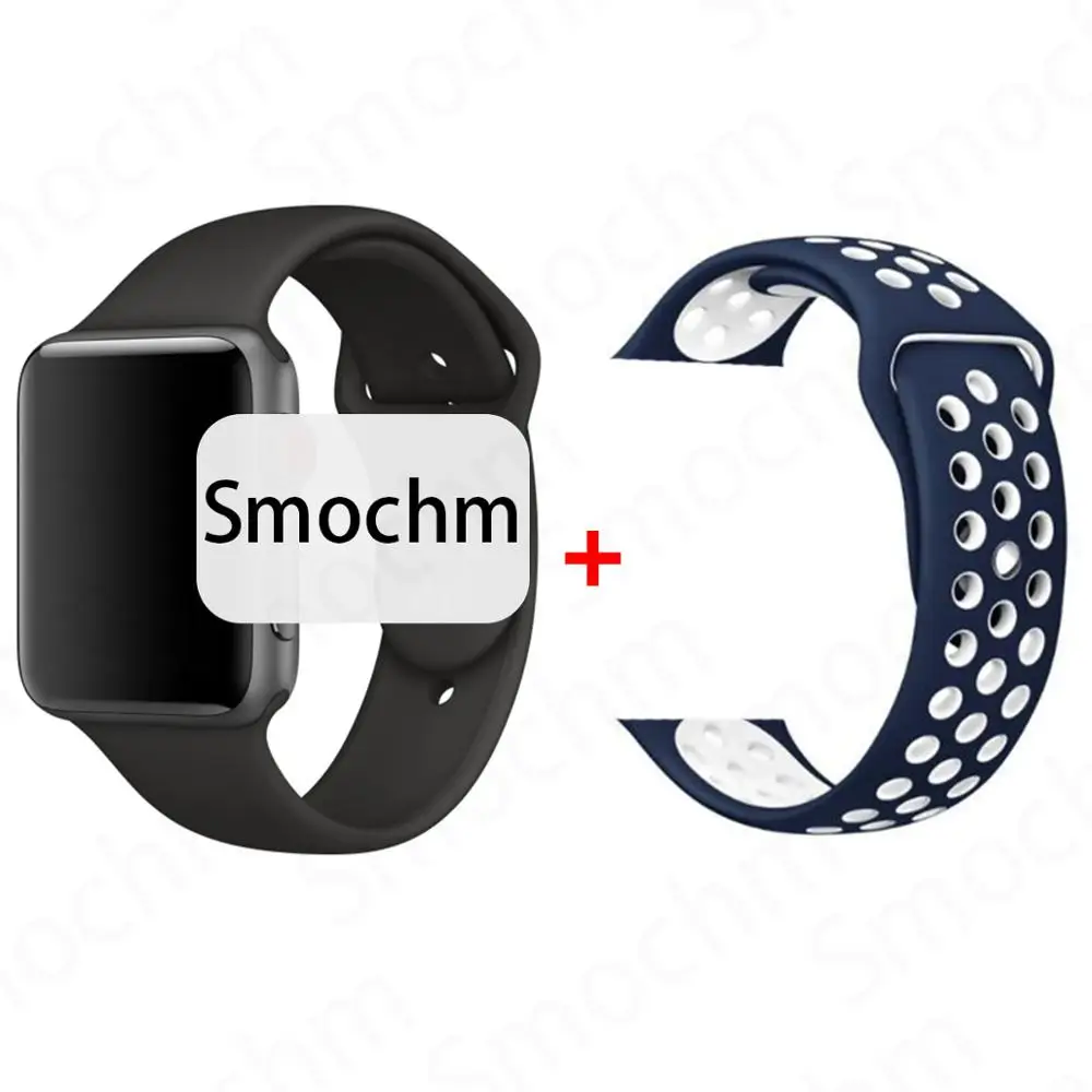 Smochm IWO 8 Plus 1:1 MTK2502C Беспроводное зарядное устройство Bluetooth Смарт часы обновление IWO 9 IWO8 Smartwatch 44 мм серия 4 для Apple Watch - Цвет: Black and BlueWhite