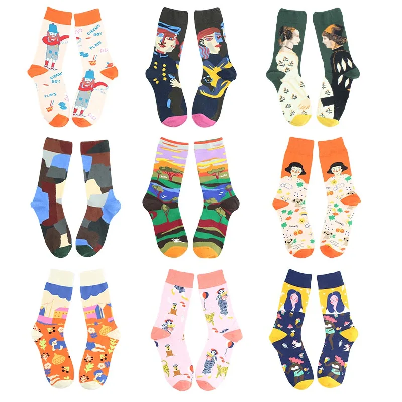 WPLOIKJD/качественные повседневные цветные носки; Новинка; сезон осень-зима; стильные женские носки; модные Забавные милые носки; креативные носки; Calcetines Skarpetki