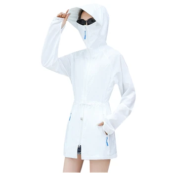 

2020 Summer Sun Protection Clothes Women Hooded Plus size Thin Jacket Women Breathable Outwear Loose Sunscreen Coat 3XL D3515