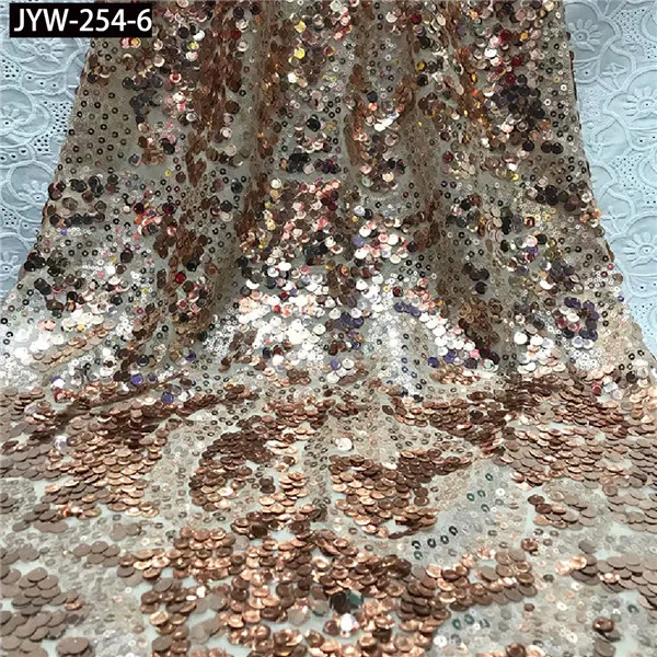 JYW-254-6 Кружевная ткань с блестками, 5 ярдов, высокое качество, Африканский французский тюль, кружевная ткань с вышивкой, блестки, кружева, нигерийские вечерние платья, JYW-254 - Цвет: JYW-254-6