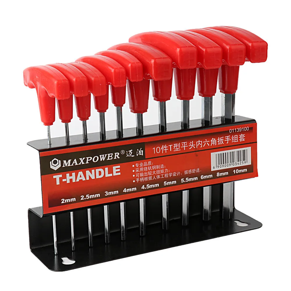 

10Pcs T-Handle Screws Hardware Allen Hex Key Wrench Spanner Repair Screwdriver Flat Hand Tool For Auto Bike Motorycle Reapair