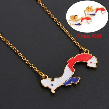 

Anniyo Panama Map With Gift Free for Women Girls Gold Color Country Map Ornament Jewelry #055021