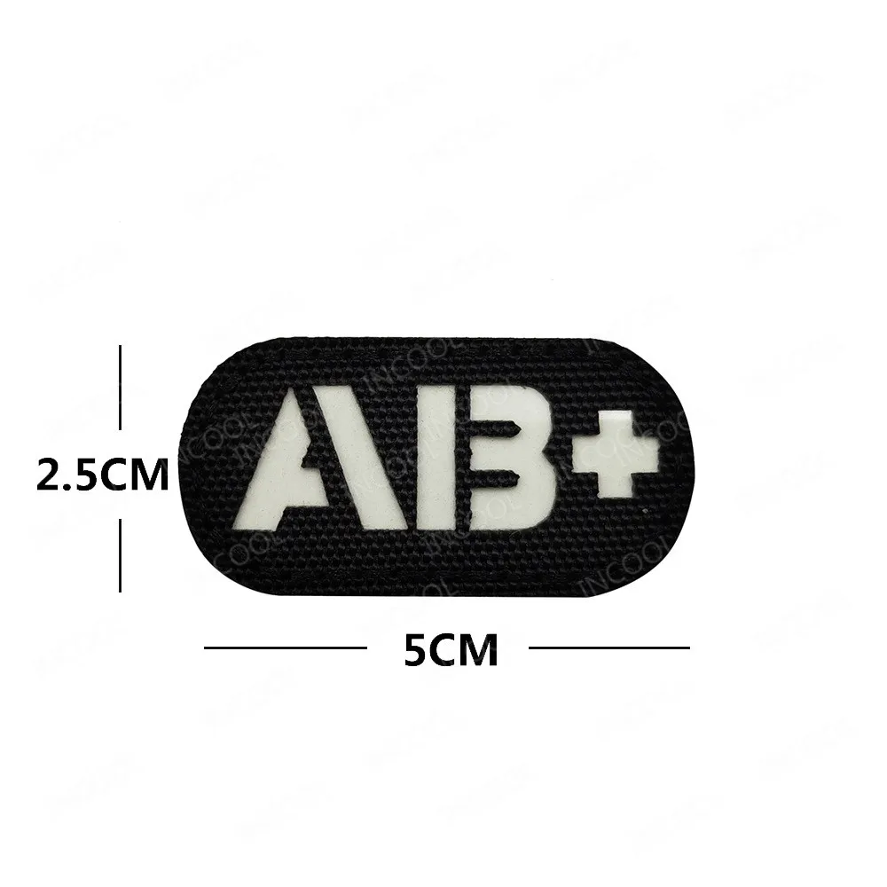 Blood Type Patch Military Tactical Stripes A B AB O Positive Negative  Morale Badges Hook BACK Patches
