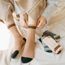 Dreamlikelin/осенне-зимние плотные носки в полоску в стиле ретро; женские носки в японском стиле; носки для девочек в стиле Харадзюку