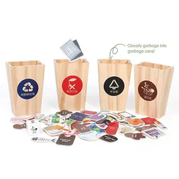 

Creative Wooden Garbage Sorting Game Children Early Education Puzzle Toy Trash Can Teaching Aid Living Habit Game