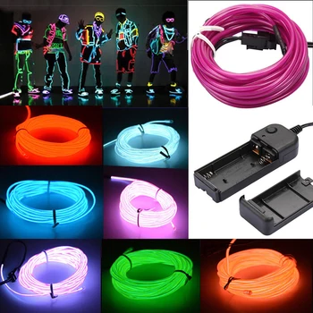 

Reusablel 1M/3M Flexible LED Light Glow EL Wire Light String Strip Rope Tube Car Christmas Halloween Party Decor