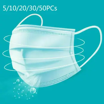 

5/10/20/30/50PCS Disposable Mouth Face Masks New Disposable Face Mask New Non-Woven 3-Layer Fabric Anti Pollution Anti-Dust Mask
