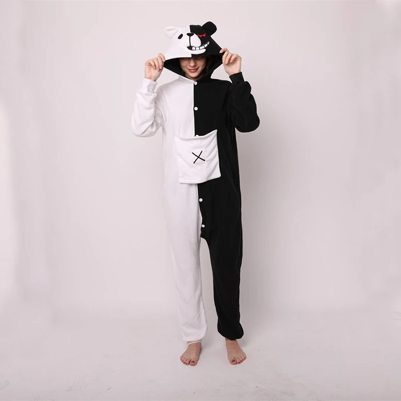Горячая аниме Danganronpa Косплей Монокума Пижама для взрослых унисекс комбинезон