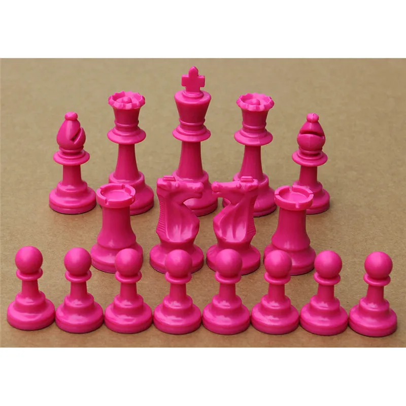 Chess Pieces 17Pcs Colorful Plastic Chess Half Set King Height 97 mm Game Standard Medieval for Travel Games board game,table games,chess pieces and board,chess pieces