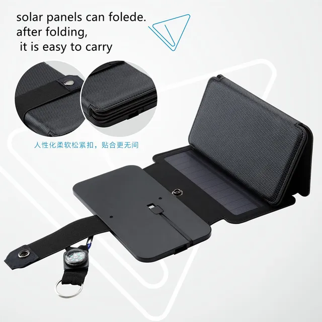 Folding 10W Solar Cells Charger 5V 2.1A USB Output Devices Portable Panels for Smartphones Outdoor Adventure 4